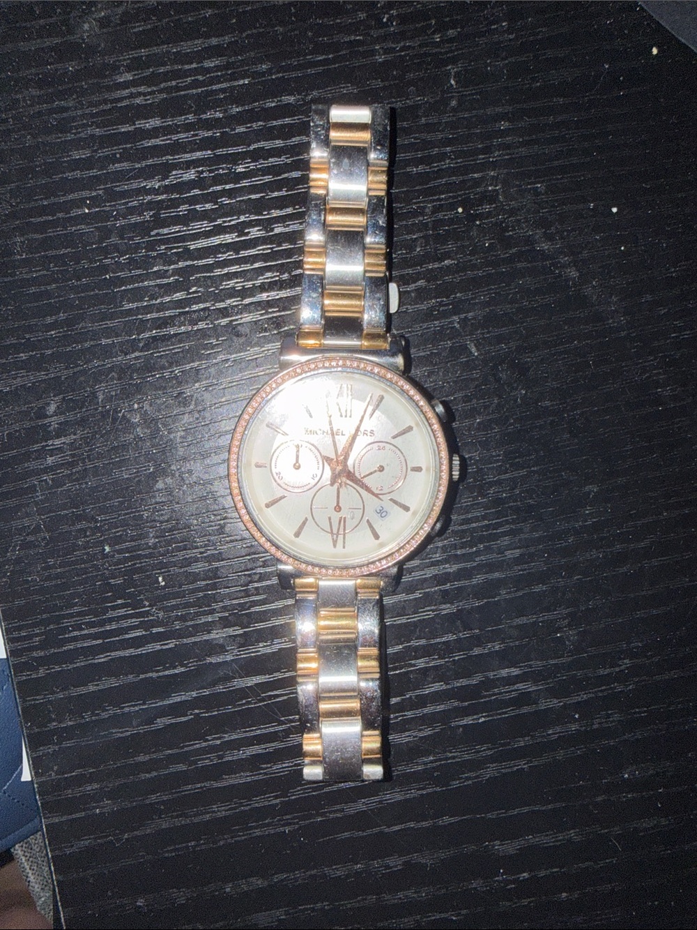 Michael Kors Rose Gold and Silver Metal Chronograph Watch